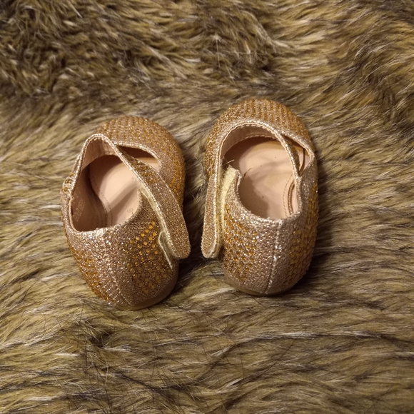Little Star Toddlers Sparkly Gold Rhinestone Mary Jane Flats- 5 - Picture 4 of 7